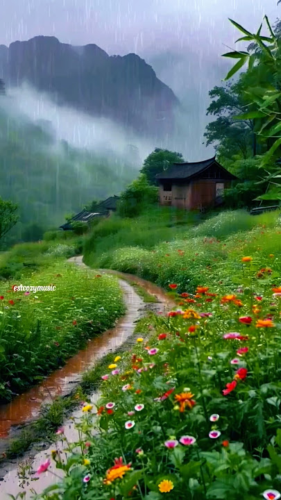 Peace and tranquility in rural house when it rain #short #ruralhouse #rain #viralvideo