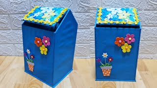 วิธีทำถังขยะจากลังกระดาษ|How to make cute trash bin from cardboard