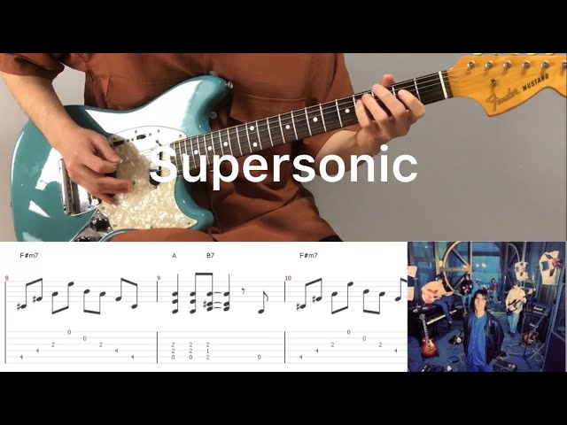 Oasis - Supersonic (guitar cover with tabs & chords) class=