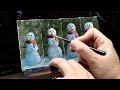 Snowman Painting On A Small Canvas - Make A Christmas Ornament #snowmanpainting #art #Christmas