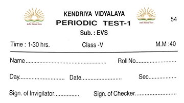 PT 1 Question Paper KV with solution Part 2 - Class 5 EVS