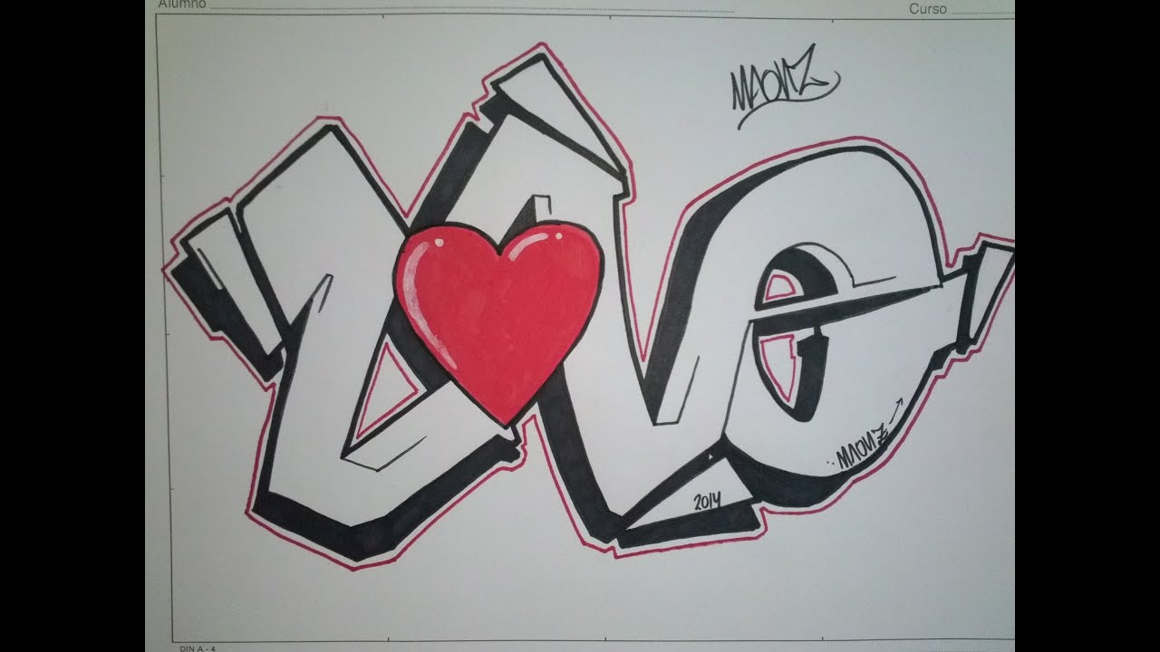 graffiti love heart drawings