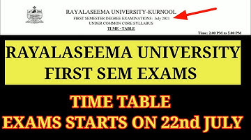 RAYALASEEMA UNIVERSITY DEGREE SEM 1 EXAM TIME TABLE 2021 VSK
