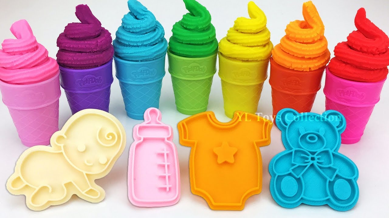 6 Colors Play Doh Ice Cream with Baby Theme Cookie Molds Surprise Toys Zuru  5 