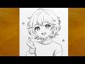 Draw a Cute Anime Girl Making a Finger Heart Sign | Beginner Friendly