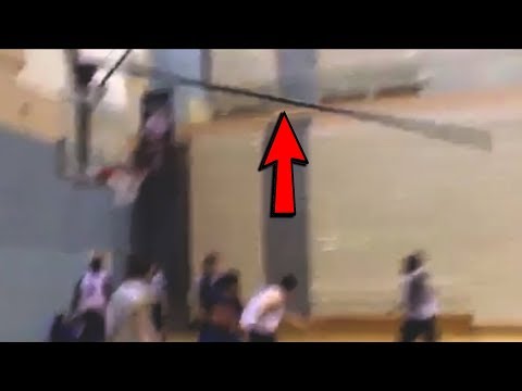Missed Dunk Breaks Hoop & Almost KILLS COLLEGE PLAYERS!!! [CRAZY ACCIDENT] (skip to 0s)