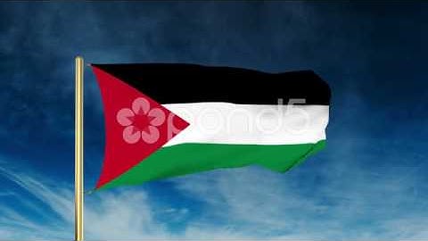 Palestine Flag Slider Style. Waving In The Win With Cloud Background Animation
