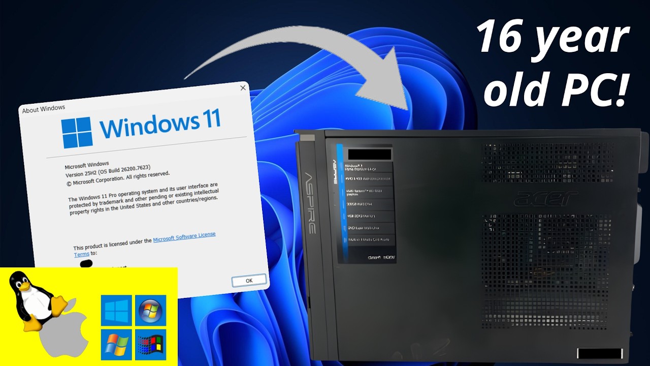 How I made WIndows 11 USABLE on a 16 year old computer! - YouTube