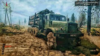 Transport Logs to Lumber Mill in C-255 Truck (Off-Road in Muddy)- Challenge #2 MUDRUNNER screenshot 2