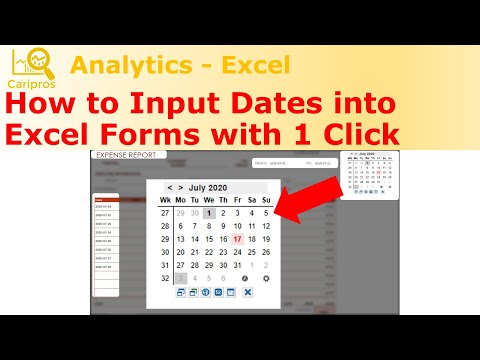How to Input Dates into Excel Forms with 1 Click