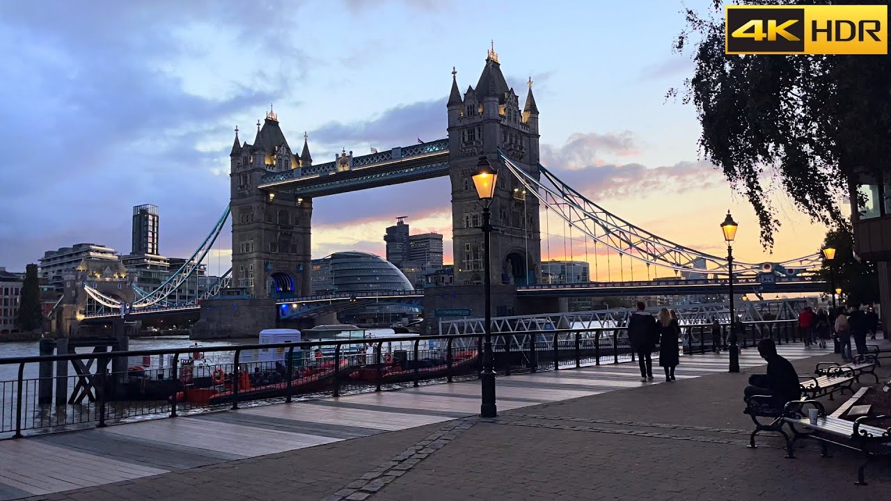 London Bridge Sunset Walk 🇬🇧 - October 2022 | Tower Bridge and Bermondsey | London Walk [4K HDR]