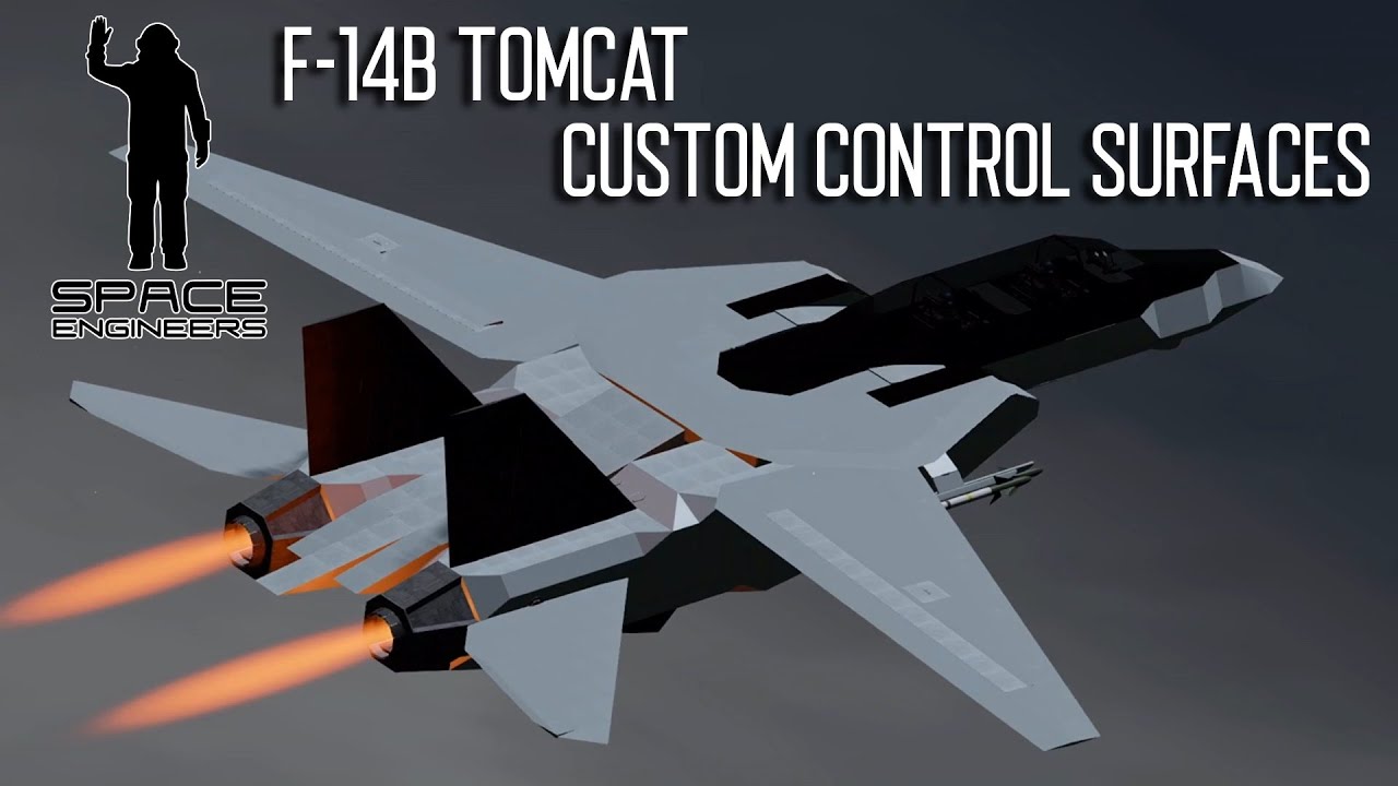 Space Engineers - F-14B Control Surface testing (no gyro) - YouTube