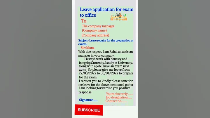 Leave Application For Exam To Office