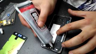 Samsung Galaxy A5 a500f assembly how to attach and glue the LCD assembly tutorial