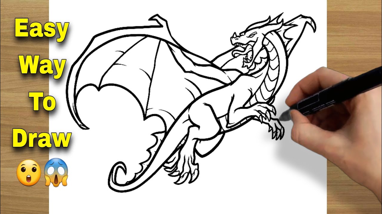 How to Draw a DRAGON  Flying Dragon Drawing lesson _ Very Easy 