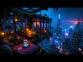 Lofi Ambient – Rainy Cyberpunk High-Rise Balcony Overlooking City | Deep Focus for Study | 4K