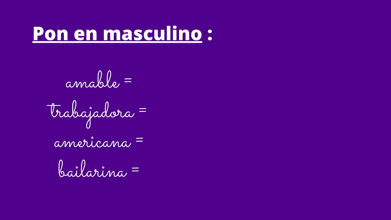 L' accord en genre et en nombre en espagnol Exercices YouTube