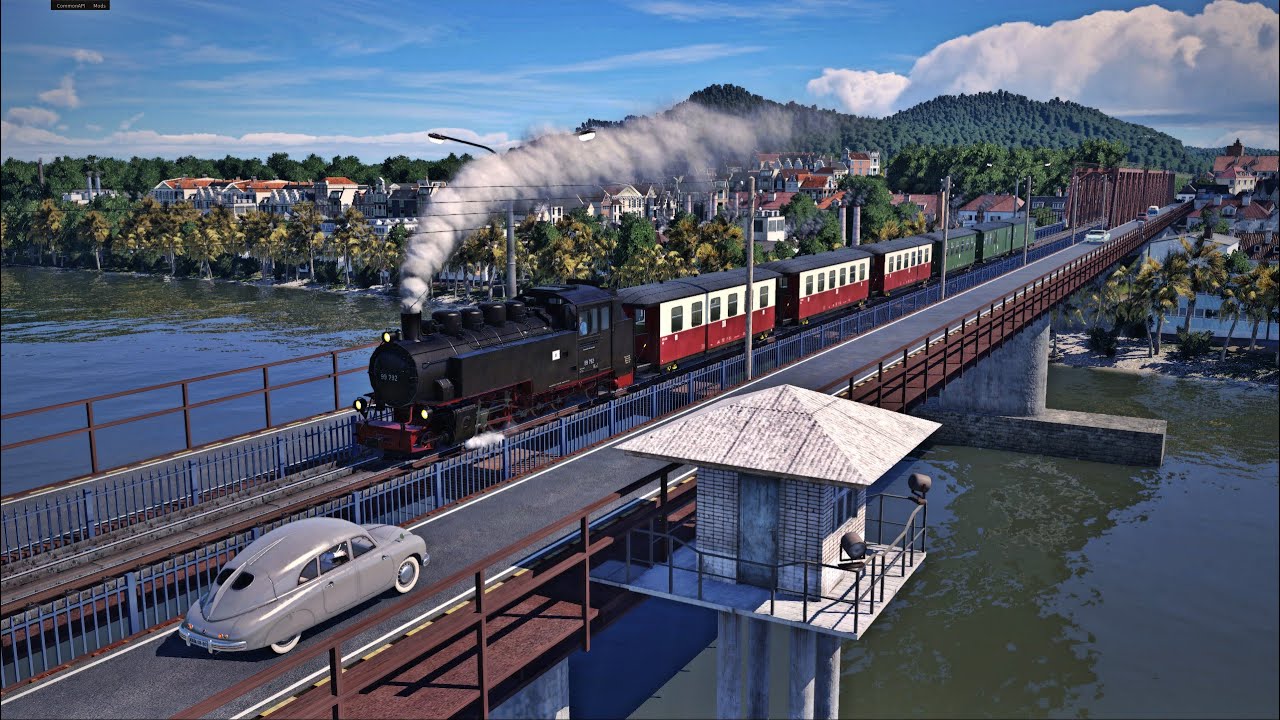 TransportFever2 : Passing the meter gauge railway bridge