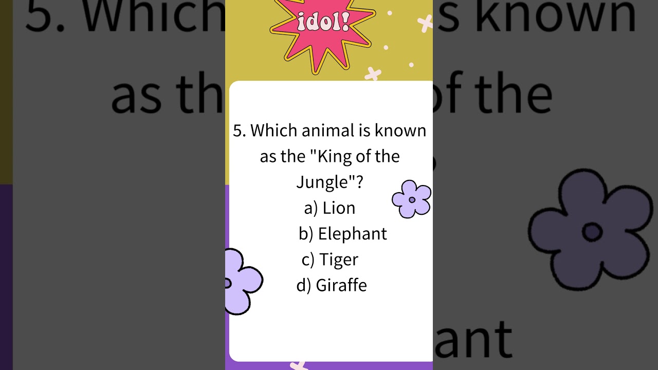 Which animal is known as the "King of the Jungle"?#gkquiz #shorts #youtubeshorts #trenndingshots