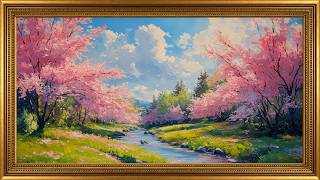 Serene Cherry Blossom Spring Landscape | Impressionist Oil Painting | Frame TV Art Screensaver 4K screenshot 4