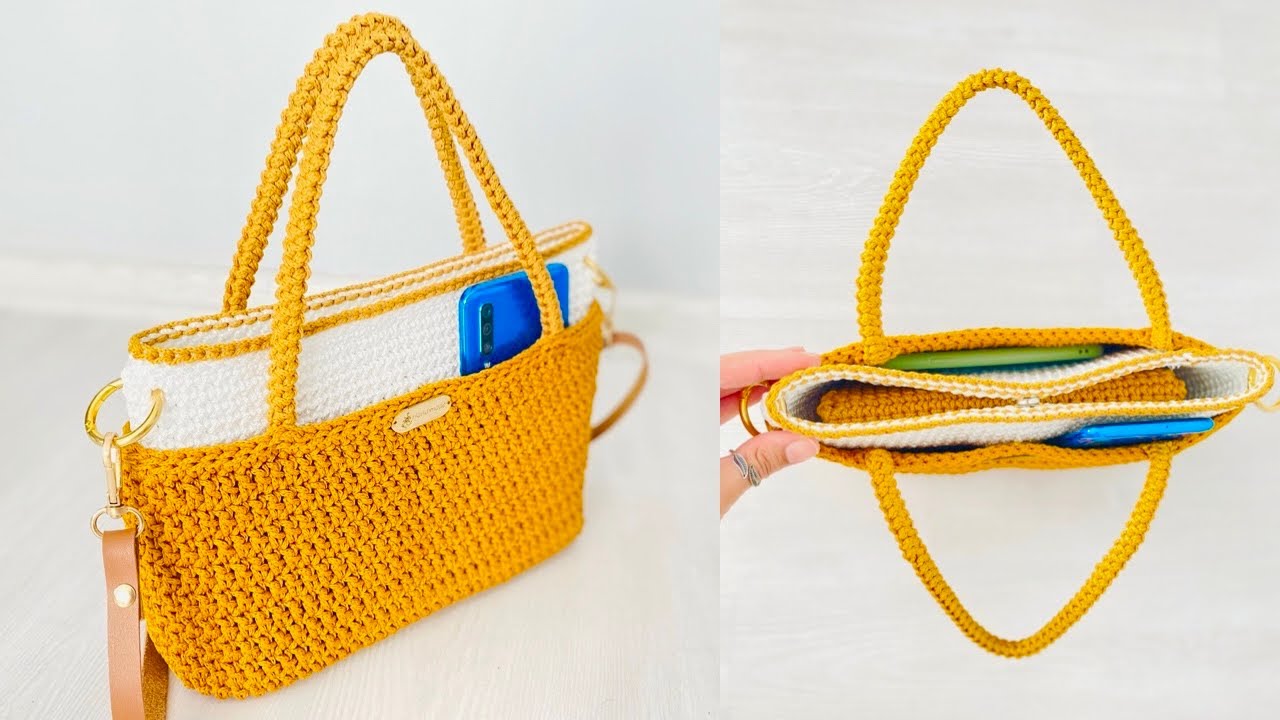 Новый дизайн сумки крючком.