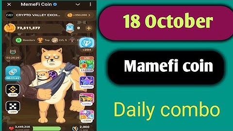 18 October Memefi Daily Combo today। Memefi Daily combo code। Memefi Update