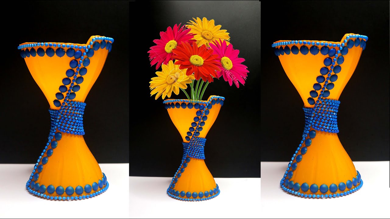 Plastic bottle flower vase  DIY Ideas Tutorial Vas bunga  