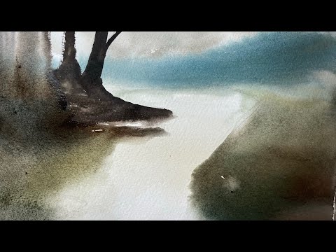 Watercolour time-lapse Demo - Ingleby river scene 