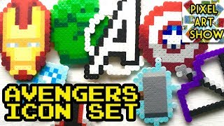 Perler Bead Avengers Icons - Pixel Art Show