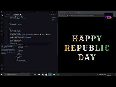 Happy Republic Day - Text with Animation and Gradient Flag Colors | CSS | TechiesCraze