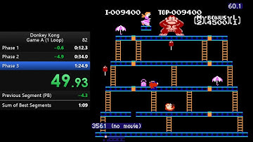 [NES] Donkey Kong Game A (1 Loop) Speedrun in 1:17.922
