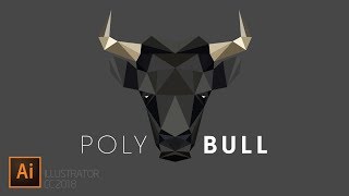Low Poly Bull's head logo design in Adobe Illustrator