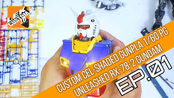 Custom Cel-Shaded Gunpla 1/60 PG UNLEASHED RX-78-2 GUNDAM Part 1 Bandai  By LEK Custom Toys 2023