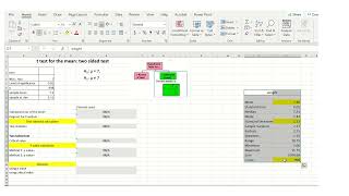Excel- Hypothesis Testing for the mean: two sided test