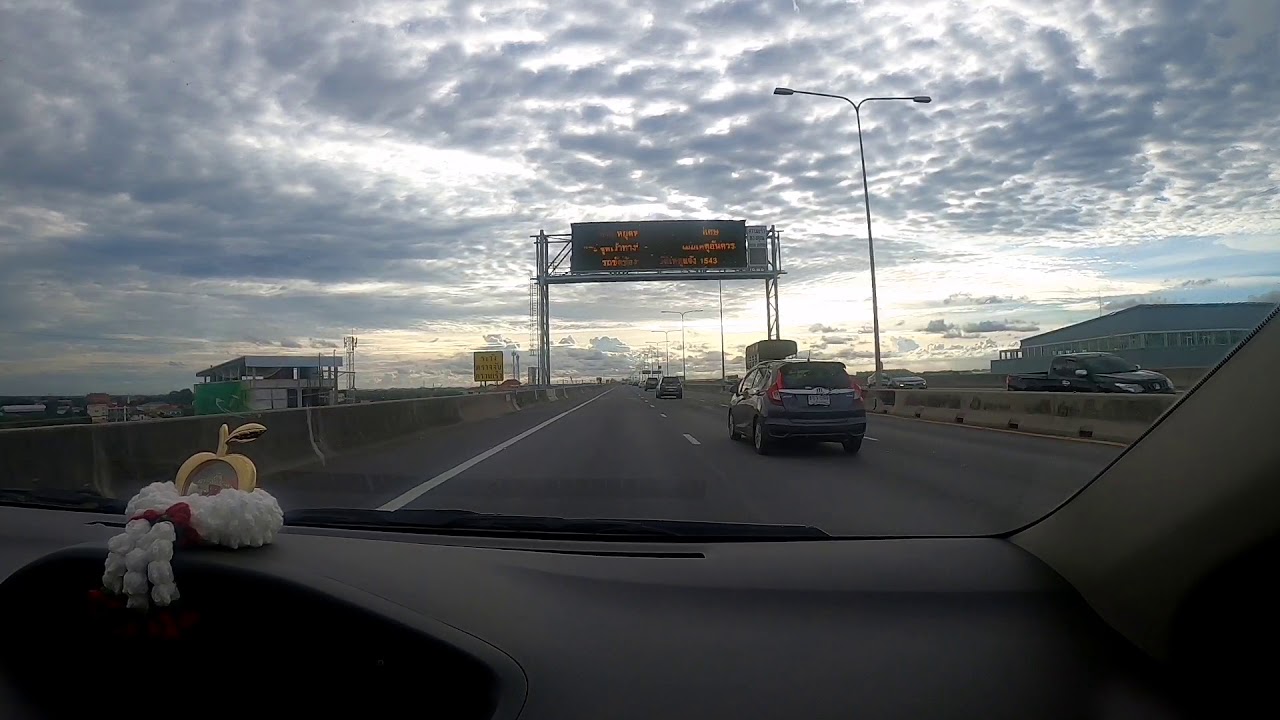 Drive on Bangna-Chonburi Thailand express highway during covid-19 lockdown.