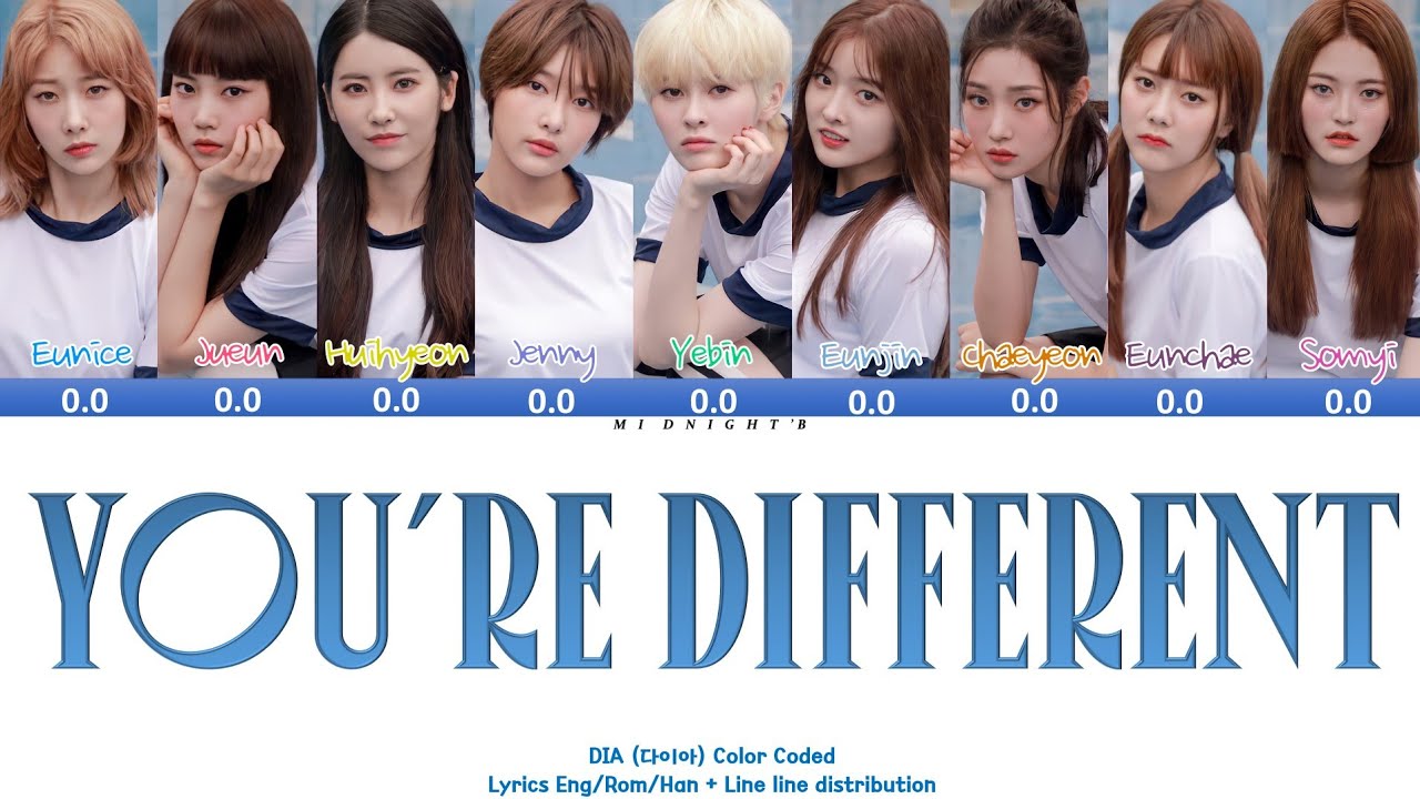 DIA (다이아) - 'You’re Different (넌 달라)' Lyrics 가사 + Line Distribution (Color Coded Han/Rom/Eng)