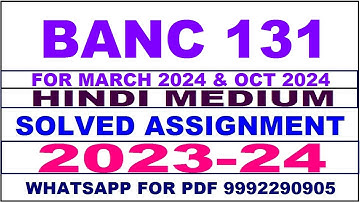 banc 131 solved assignment 2023-24 | banc 131 solved assignment in hindi 2024 | banc 131 2024