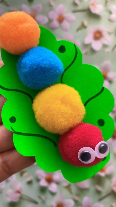 Pom Pom Caterpillar Craft 🐛 #crazycraft #craft #caterpillar #pompomcaterpillar #pompom