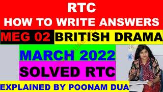 How to identify and write RTC Answer in Exam. MEG 02 British Poetry SOLVED PAPER  by Poonam Dua