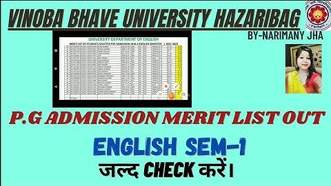 Merit list for PG English semester- 1 in vinoba bhave university hazaribag