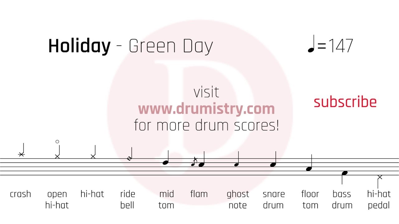 Green Day – Holiday Drum Score