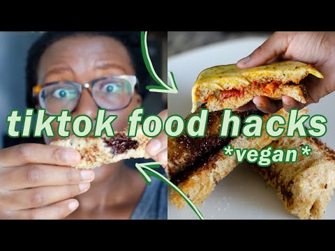 Testing TIKTOK Food Hacks – how to make a vegan titktok egg sandwich! | veggieonpennies