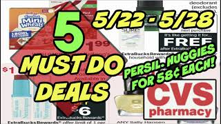 5 MUST DO CVS DEALS (5/22 - 5/28) | PERSIL, HUGGIES FOR 58¢ EACH & MORE!