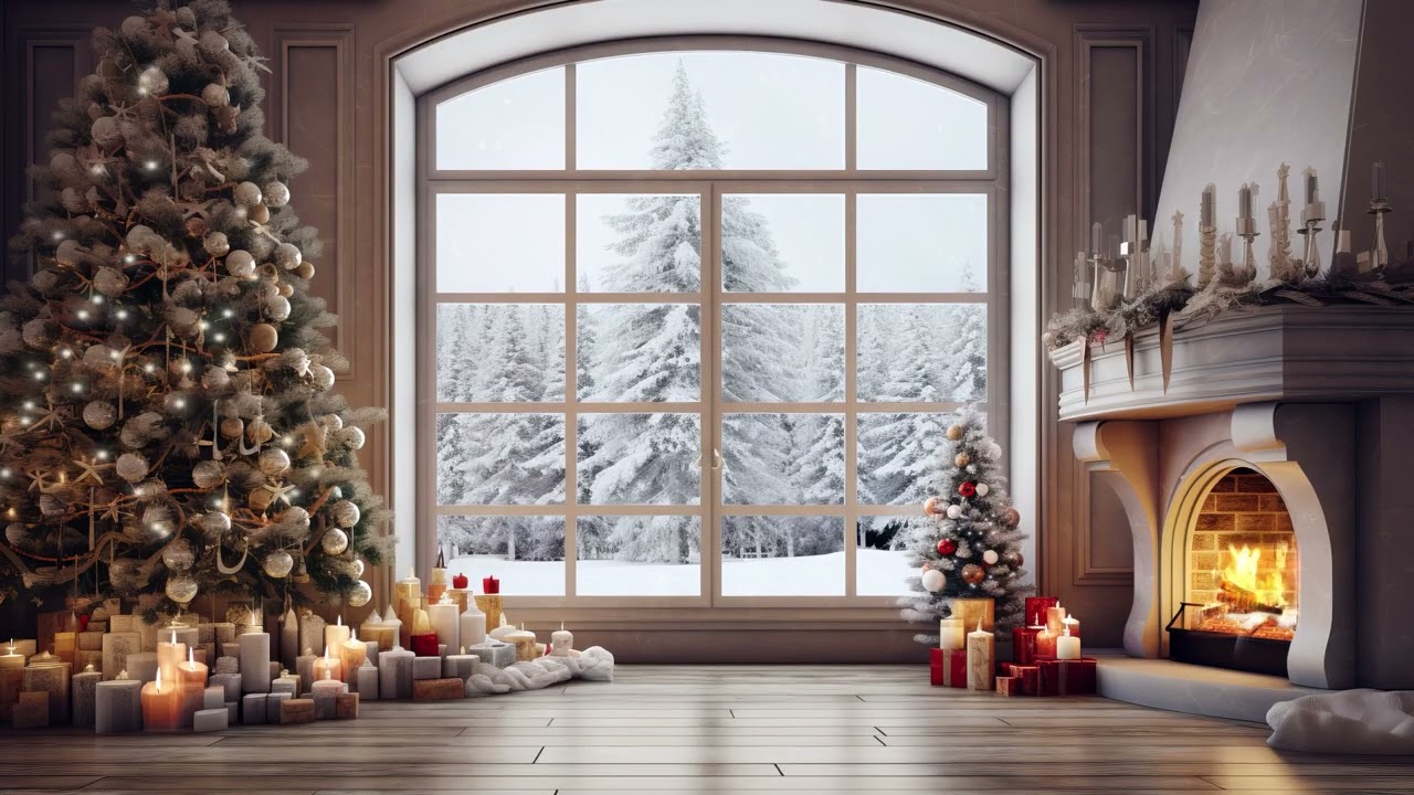 Cozy Christmas Jazz Night | Warm Fireplace & Winter Living Room Ambience