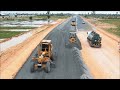 Incredible Komatsu Dozer D41P With Motor Grader Spreading Gravel Building Foundation Road