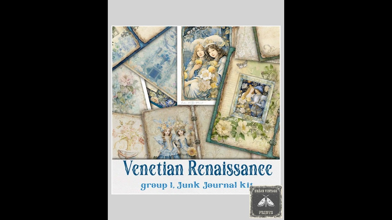 Digital Collage, Printable Download, Journal Pages, Craft, Scrapbooking Ephemera Kit, Italian Ren...