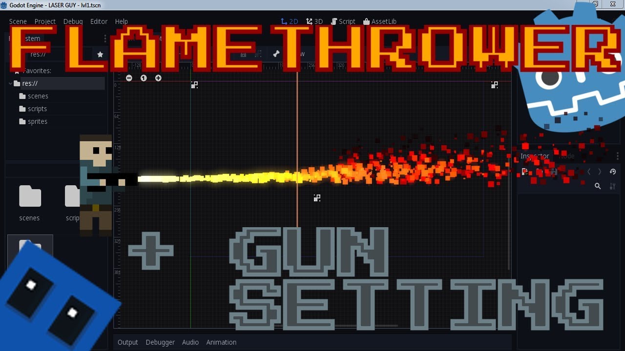 Flamethrower and basic gun setting - Godot engine tutorial