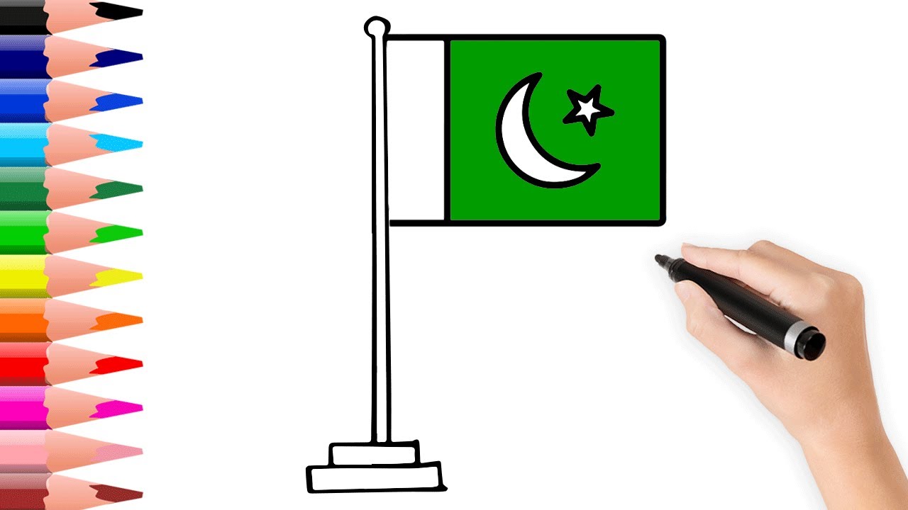Premium Vector | A man holding a wide pakistan flag one line art