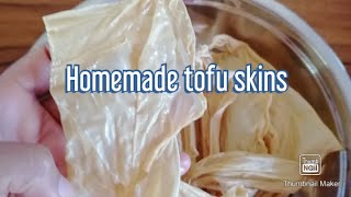 How to make homemade tofu skins #tofuskins #nonGMOsoy