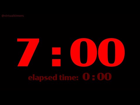 7 Minutes - Red Countdown Timer with Alarm, Time Markers / Chapters and Elapsed Time